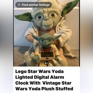 Lego Yoda alarm clock with Vintage Yoda